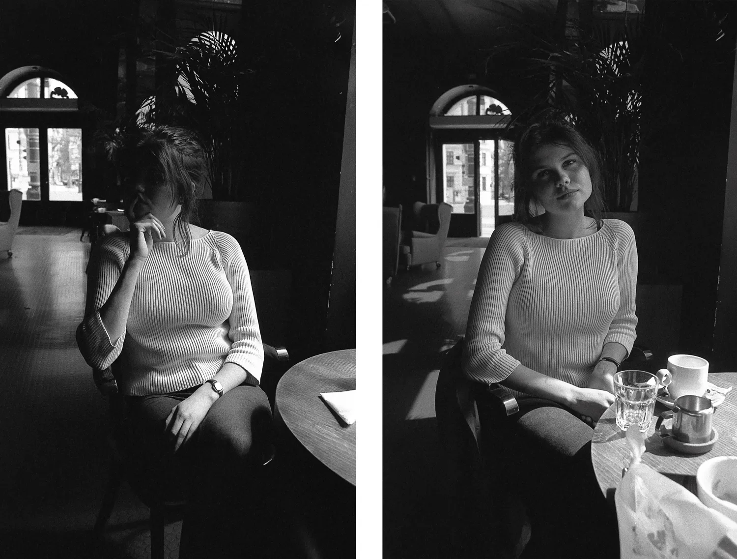 Portrét na čiernobielom filme Ilford HP5 Plus (Canon AE-1, push ISO 1600)
