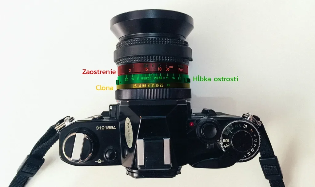 Objektív s clonou f/11 a zaostrením na 2 metre pri zone focusingu